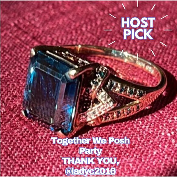 Jewelry - 🎉 HP 🎉  Vintage 3 CTW London Blue Topaz & Diamond 10K Yellow Gold Ring